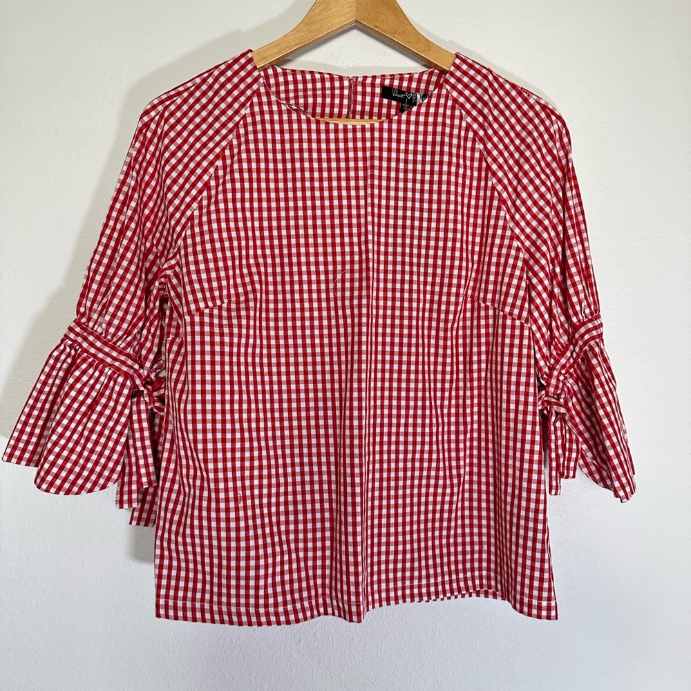 Red checkered blouse